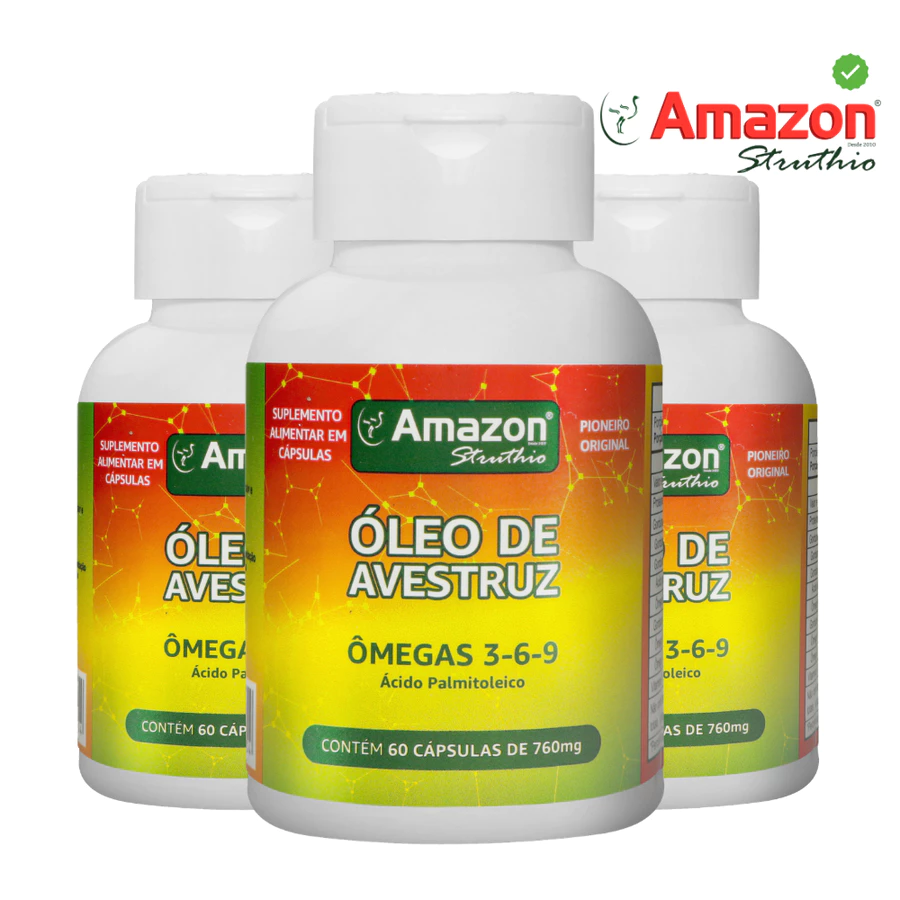 Kit 3 Óleos de Avestruz — 180 cápsulas