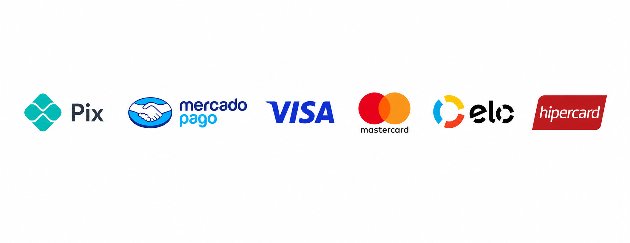 Pix, Visa, Mastercard, Elo e American Express